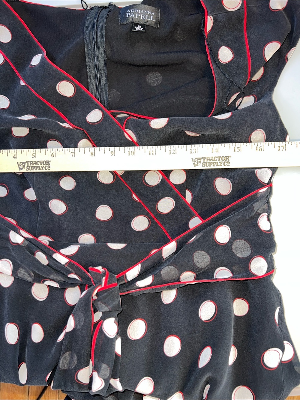 Vintage Y2K Arianna Papell Black Polka Dot Midi Dress with White Spots Silk 10 - Picture 3 of 5